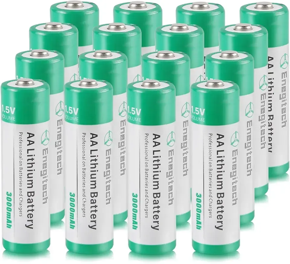 Enegitech AA Lithium Battery, 3000mAh 1.5V Double A Lithium Battery for Blink Camera, Doorbell, Smart Lock Deadbolt, Security Aralm System Non-Rechargeable 16 Pack