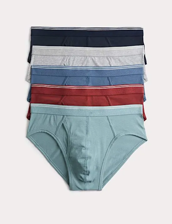 5er-Pack Slips aus Baumwolle mit Stretch und Cool & Fresh™ Technologie