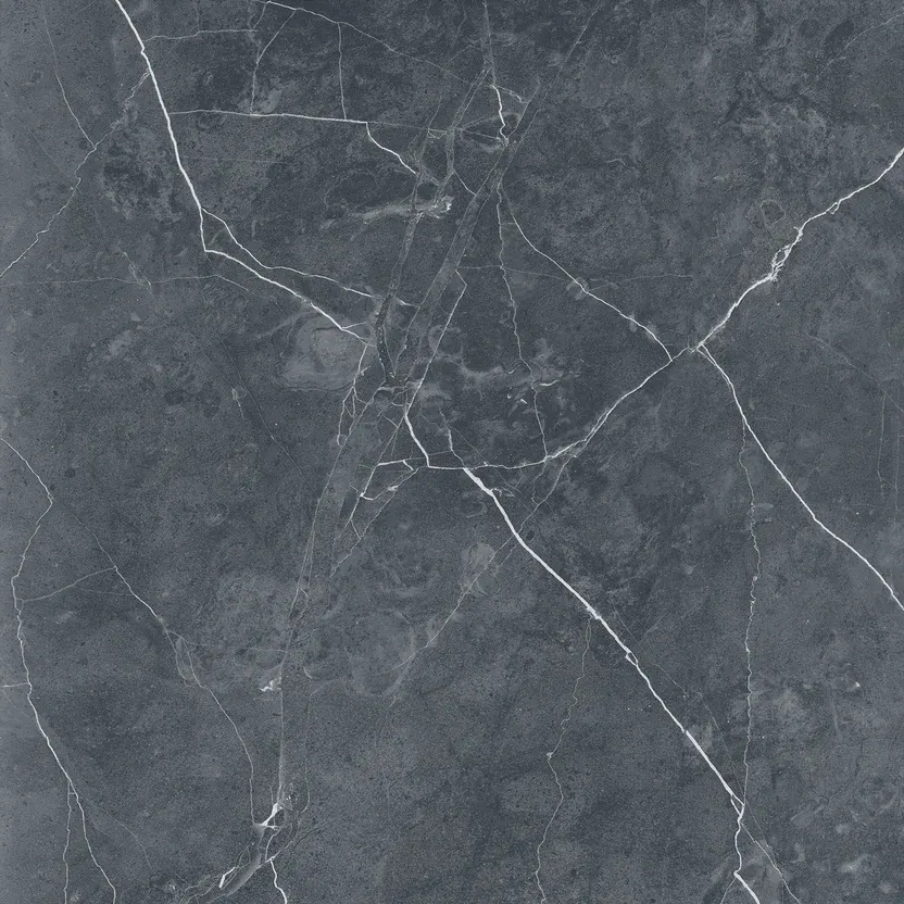 Porcelanato pulido marmolado Suria Grey gris oscuro brillante 60 x 60 cm