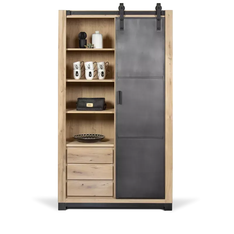 Opbergkast (schuifdeur) Indiana - Nature White