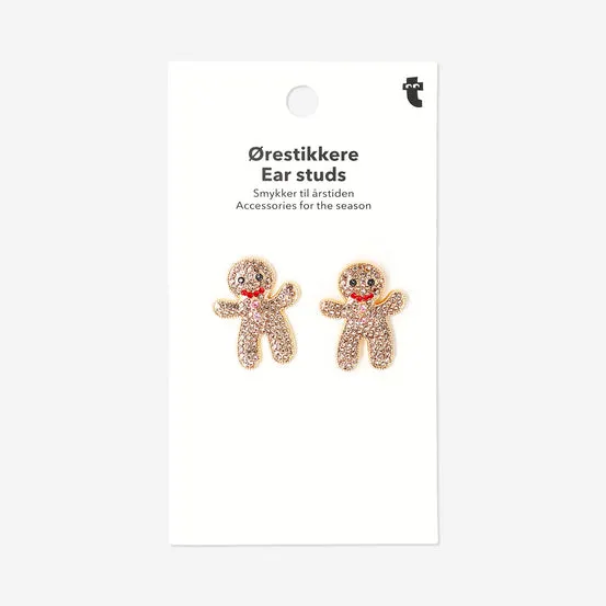 Jul øredobber - Pepperkakemenn med rhinsten