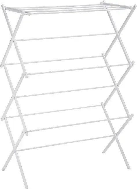 Amazon Basics Foldable Portable Clothes Drying Rack for Indoor Air Drying, Collapsible Design, 14.5" D x 29.5" W x 41.8" H, White