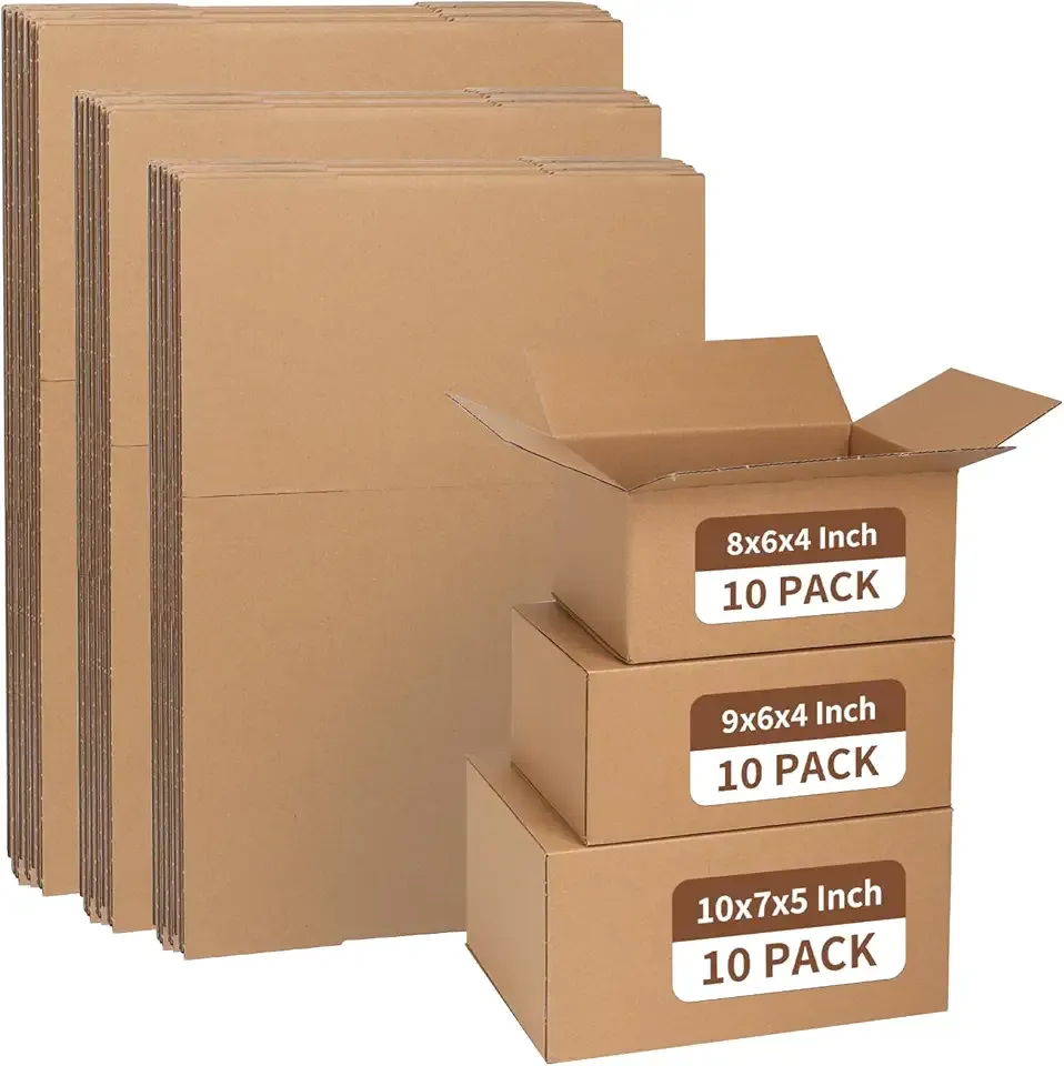ZBEIVAN Shipping Boxes Mailers Assorted Sizes 10x7x5, 9x6x4, 8x6x4 inches Corrugated Cardboard Small Packing Kraft Moving Mailing Box, Pack of 30