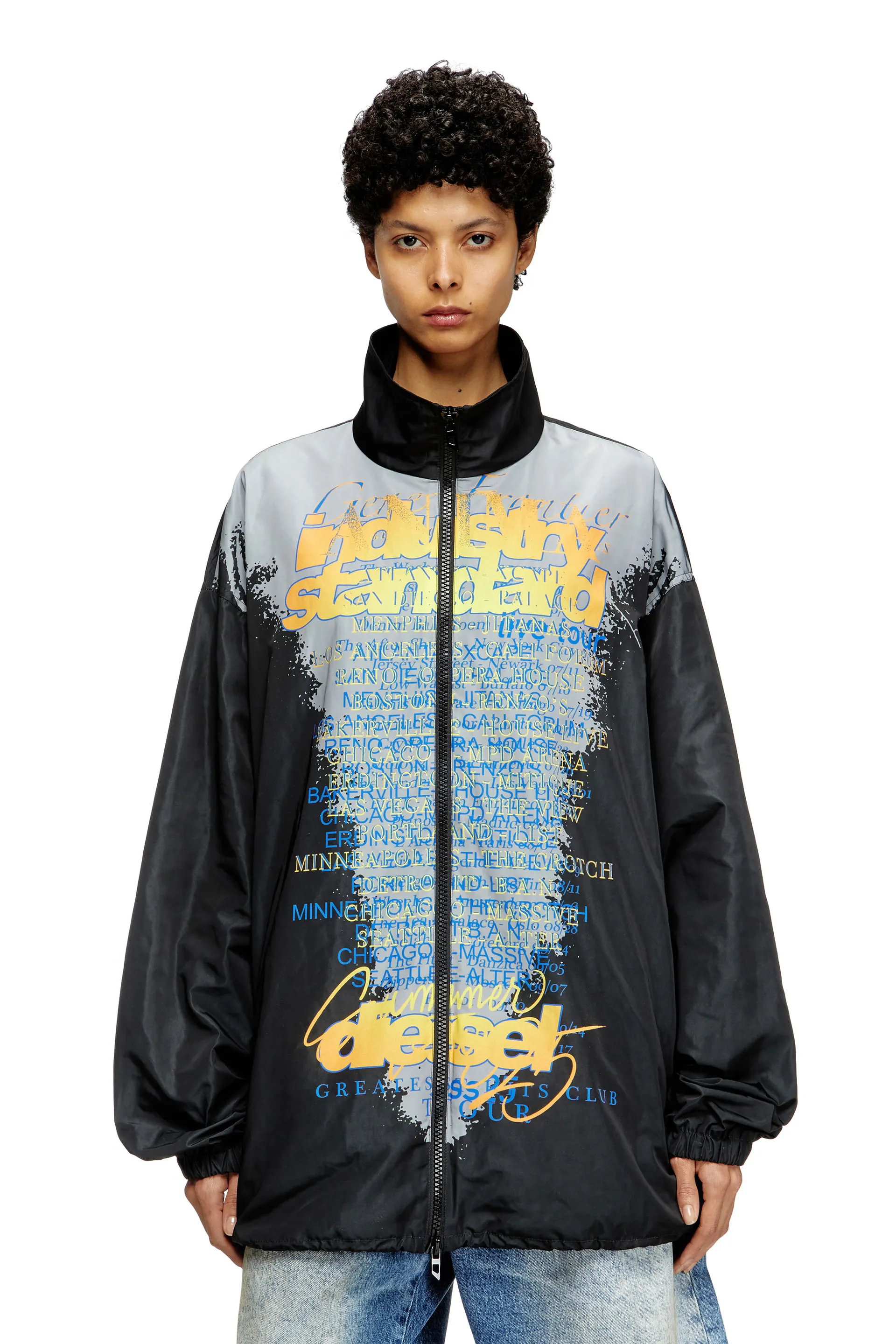 Tech-jersey jacket with lyrics print