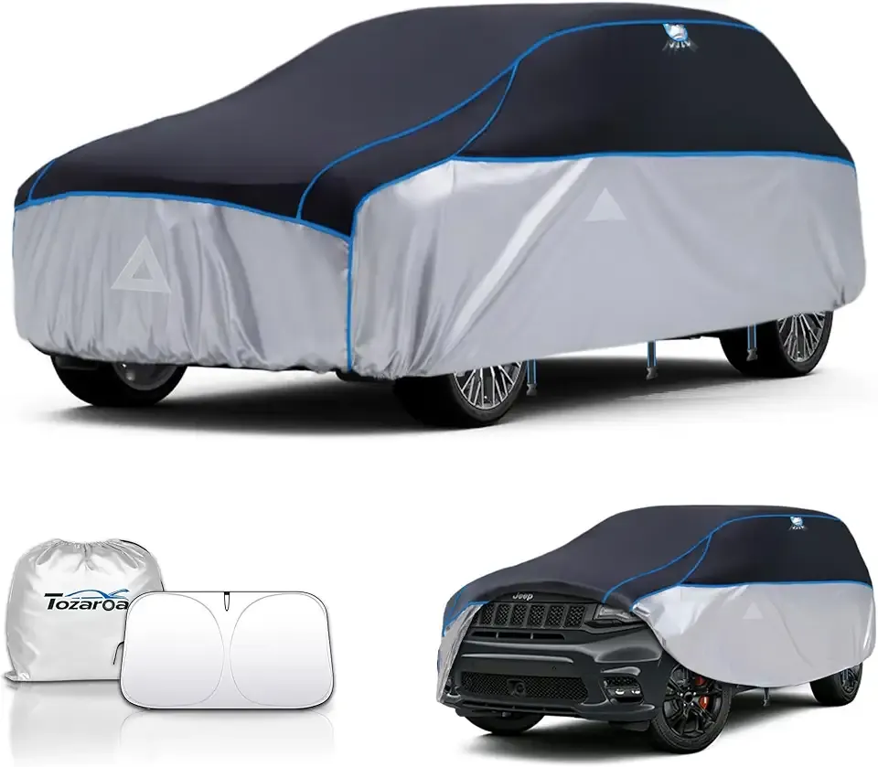 Hail Protector Car Cover for SUV(Length:Length:191"-201")+Gift Windshield Sunshade, Multi-Layered EVA Hail Proof Car Cover, Padded Car Hail Protector Cover for Explorer, Telluride, Palisade,Pilot etc.