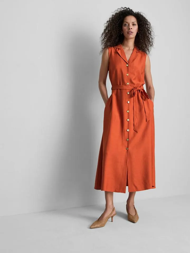 Robe chemise mi-longue à ceinture