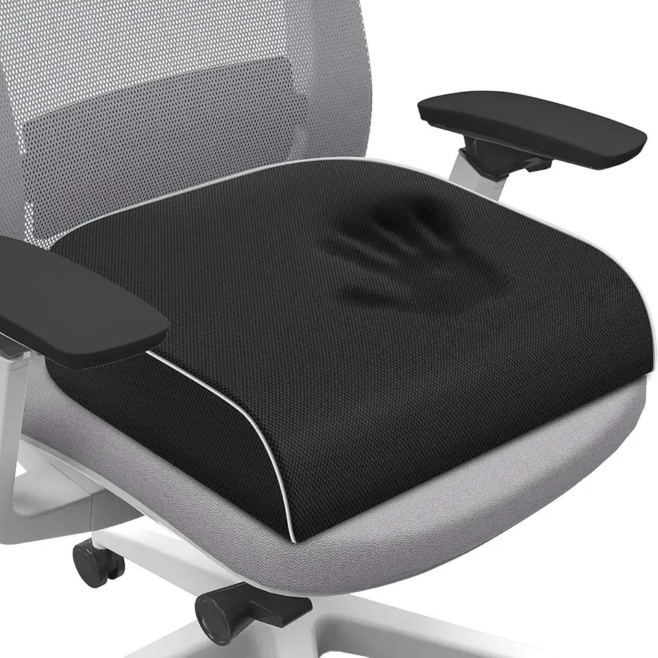 Seat Cushion for Tailbone Pain Relief, Office Chair Cushion, Memory Foam Large Chair Cushion with Non-Slip Cover for Soft Support at Office Chair, Car Seat, Airplane Black/Large