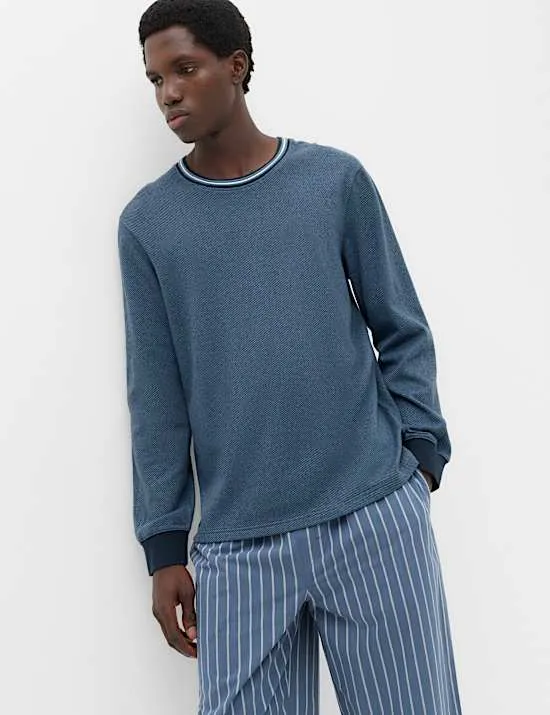 Strukturiertes Loungewear-Oberteil mit hohem Baumwollanteil