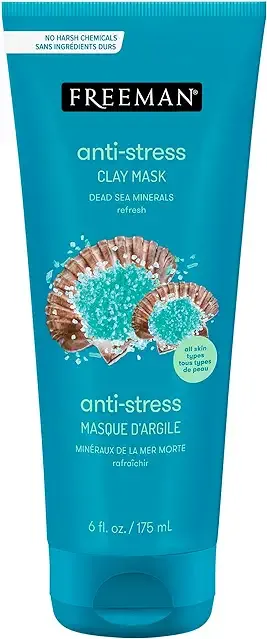 Freeman Anti-Stress Clay Mask, Dead Sea Mineral Face Mask, 6 Fl Oz Tube