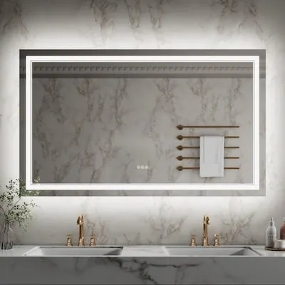 MARVEL 60-in x 36-in Polished Frameless Rectangle Dimmable LED Lighted Fog Free Bathroom Vanity Mirror ( Bright White )
