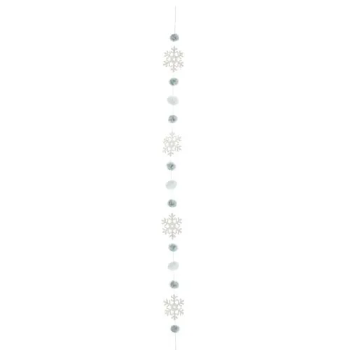 Enchanted Forest® 5' White Snowflake Garland with Pom-Poms