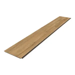 Sol stratifié marron effet bois brut mat AC4 à clipser compatible pièces humide L. 128,8 cm x l. 19,5 cm x Ép. 7 mm