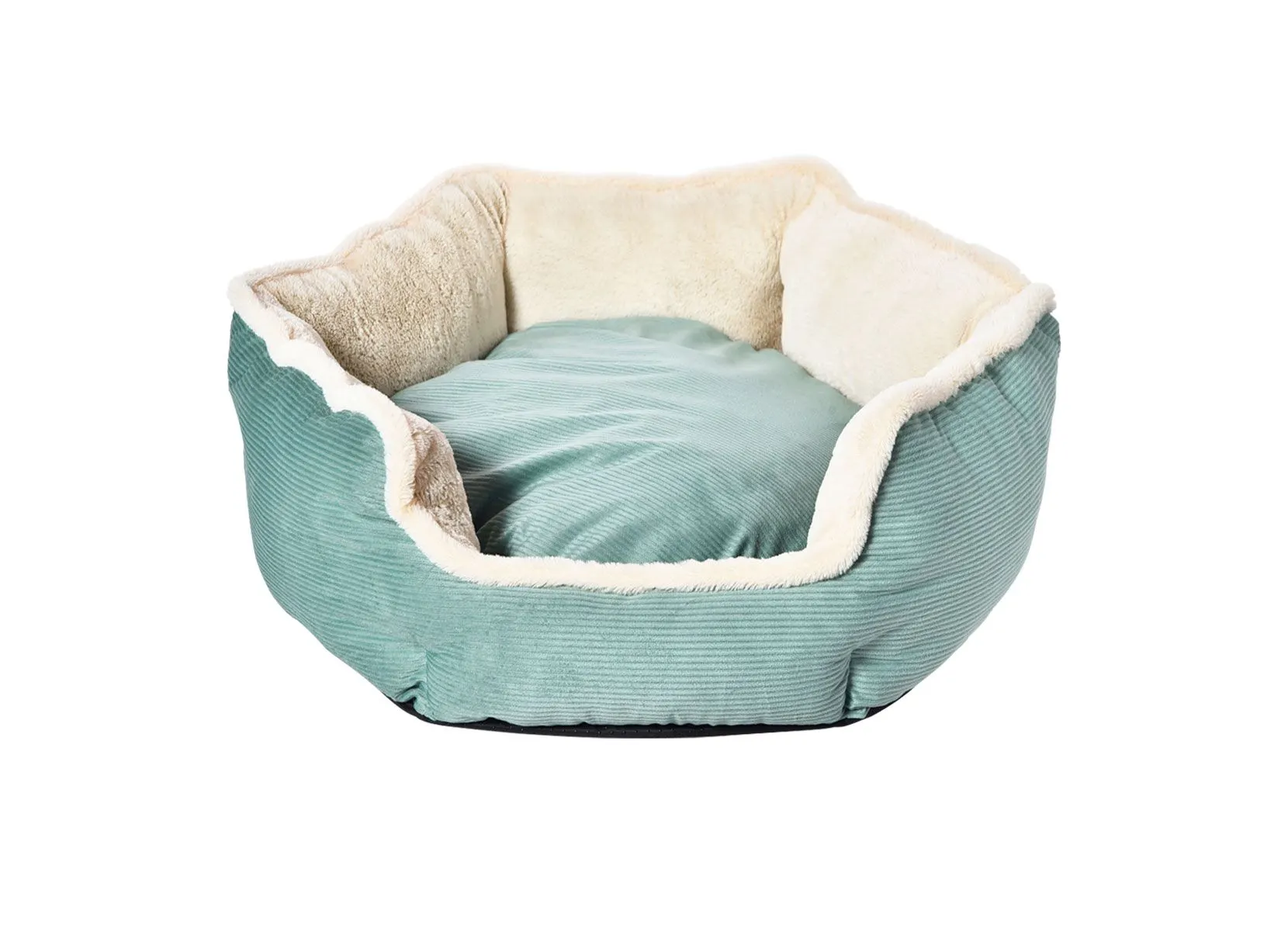 Kuschel-Hundebett aus Cord/Plüsch 55cm Mint