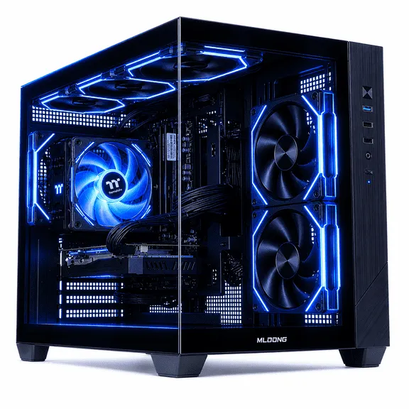 Mloong Gaming PC Desktops AMD Ryzen5 5500, Radeon RX 6500XT 4GB, 500GB SSD, 16GB RAM, 650W, Win11, Wifi, Black