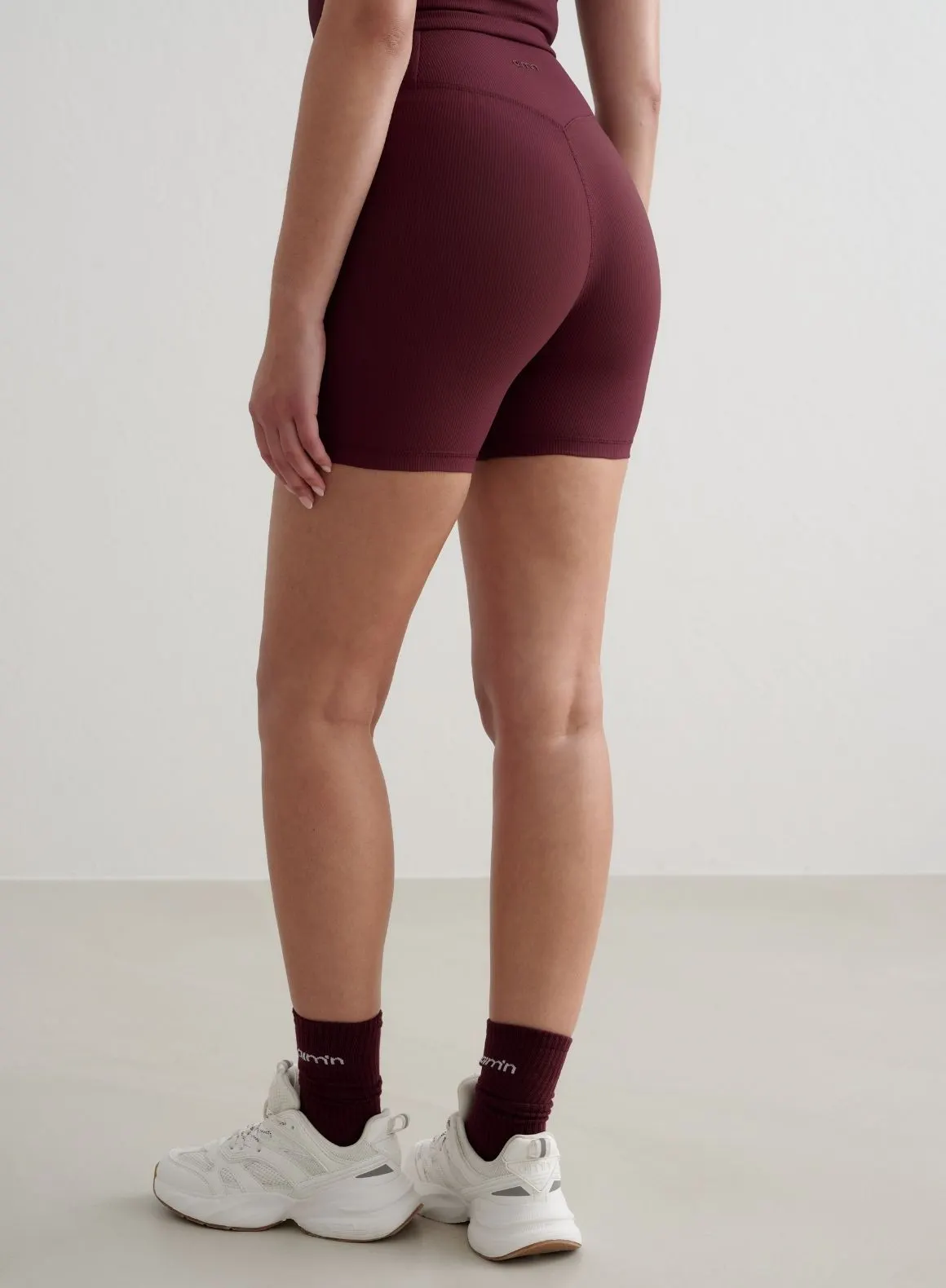 Cherry Ribbed Performance Midi Biker Shorts