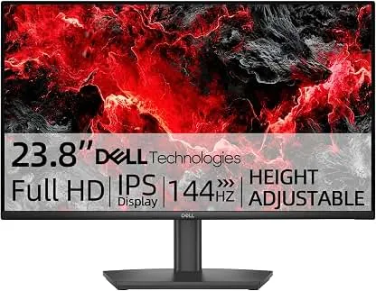 Dell 24" FHD 144Hz Monitor, Height Adjustable, IPS LCD Monitor, 1ms MPRT, FreeSync, Ultra Thin bezels, 1000:1, Anti Glare, Low Blue Light, Flicker Free, VESA 2 x HDMI, Black Dell 24" FHD 144Hz Monitor, Height Adjustable, IPS LCD…