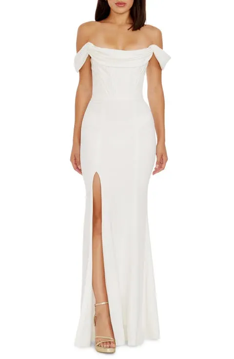 Dress the Population Melania Off the Shoulder Gown
