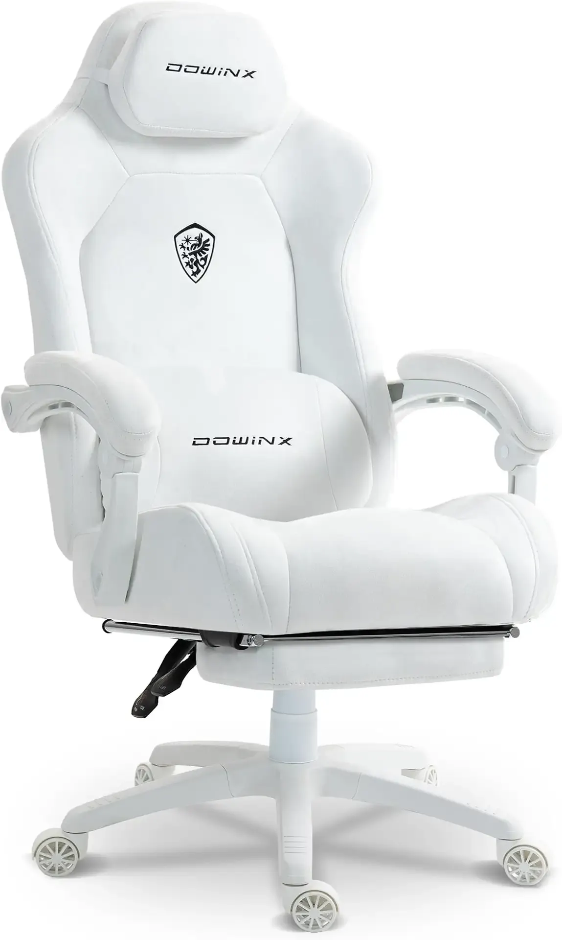 Dowinx Big and Tall Gaming Chair, Suede Fabric Game Chair with Pocket Spring Cushion, High Back Gamer Chair Ergonomic with Footrest for Adults Office, 440LBS, White