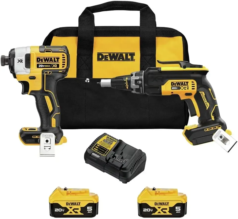 20V MAX XR Drywall Screw Gun and Impact Driver, Power Tool Combo Kit, 2 Batteries and Charger Included (DCK268P2)