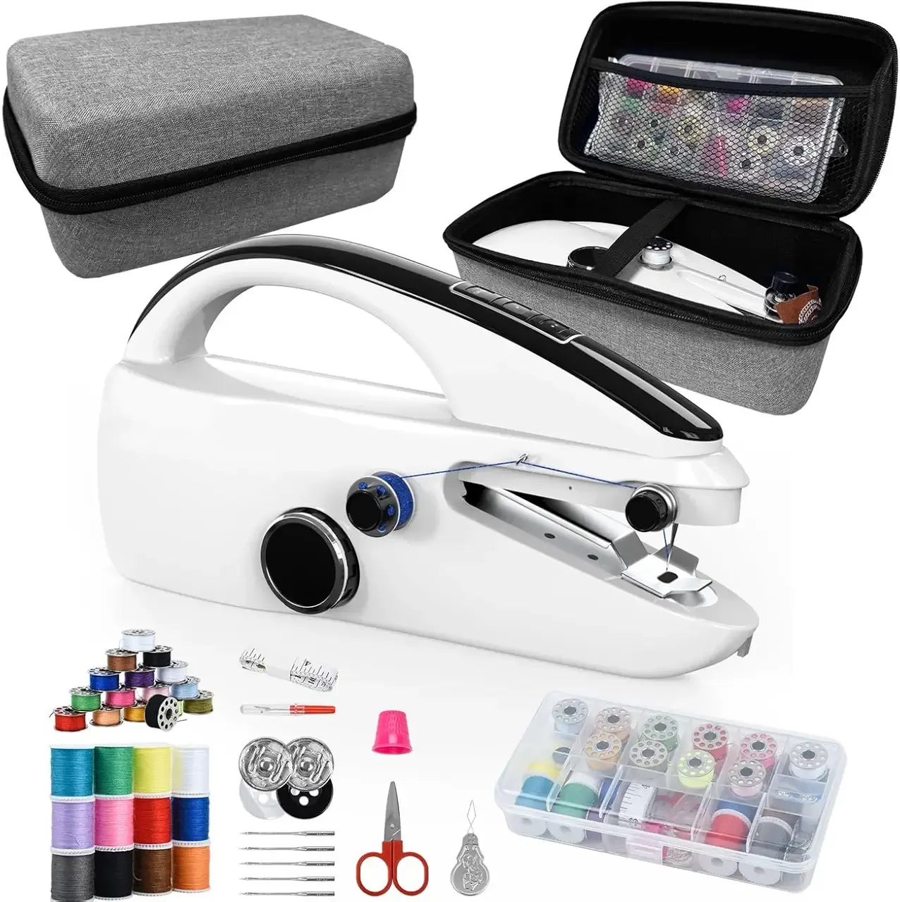 Handheld Sewing Machine, Mini Portable Hand Sewing Machine with 20 Thread Colors Emergency Sewing Kit, Suitable for Clothes, DIY Home Portable Sewing Machines(Black)