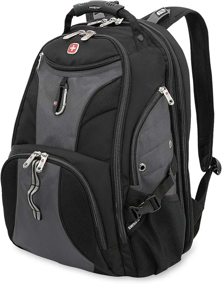 1900 ScanSmart TSA Laptop Backpack Fits 17 Inch Laptop with RFID Protection and Tablet Pocket, Grey/Black, 19-Inch