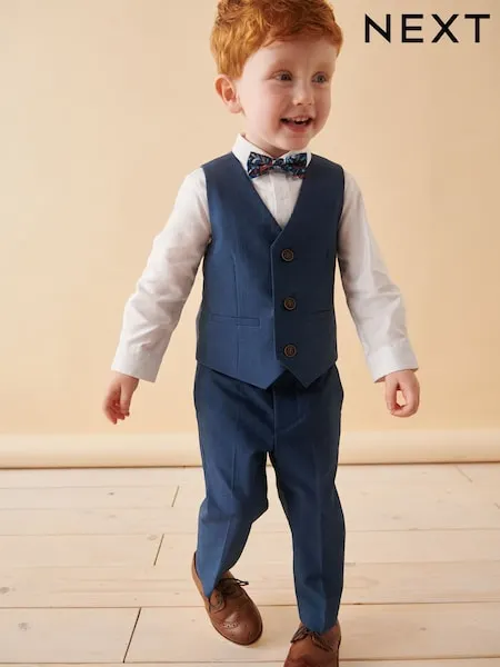 Blue Waistcoat, Shirt, Trousers & Bowtie Set (3mths-9yrs)