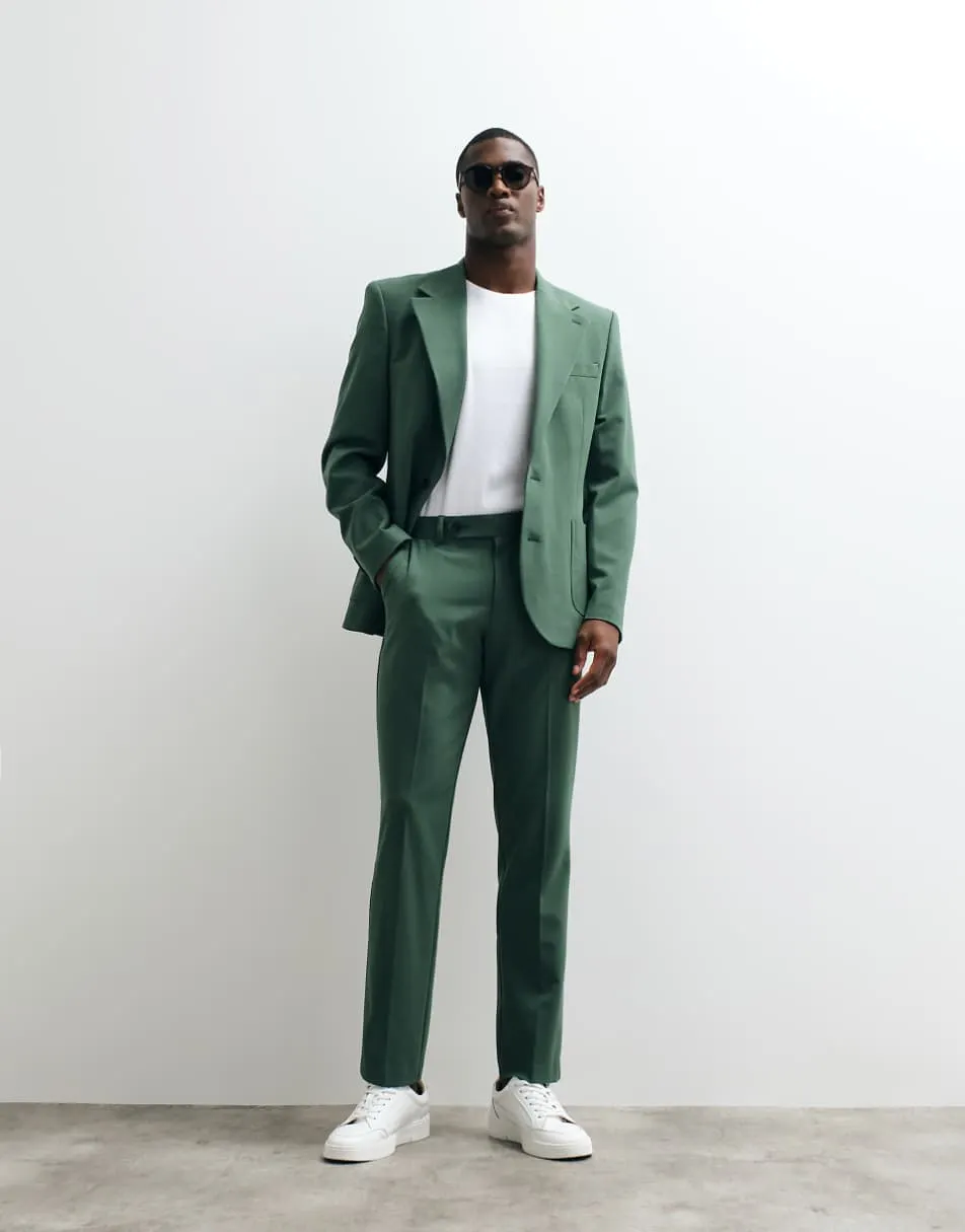 ASOS DESIGN flexMAX slim suit trousers in dark green