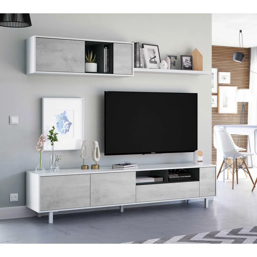 Moderno apilable de salón en blanco y gris