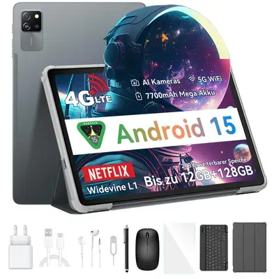 Blackview Tab 60 Pro 10" Tablet, Dual 4G SIM, Android 15, 12GB(4+8) RAM + 128GB ROM, Unisoc T606 Octa-core, incl. Stift/Hülle/Maus/Tastatur/Headset