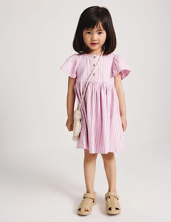 Pure Cotton Striped Dress (2-10 Yrs)