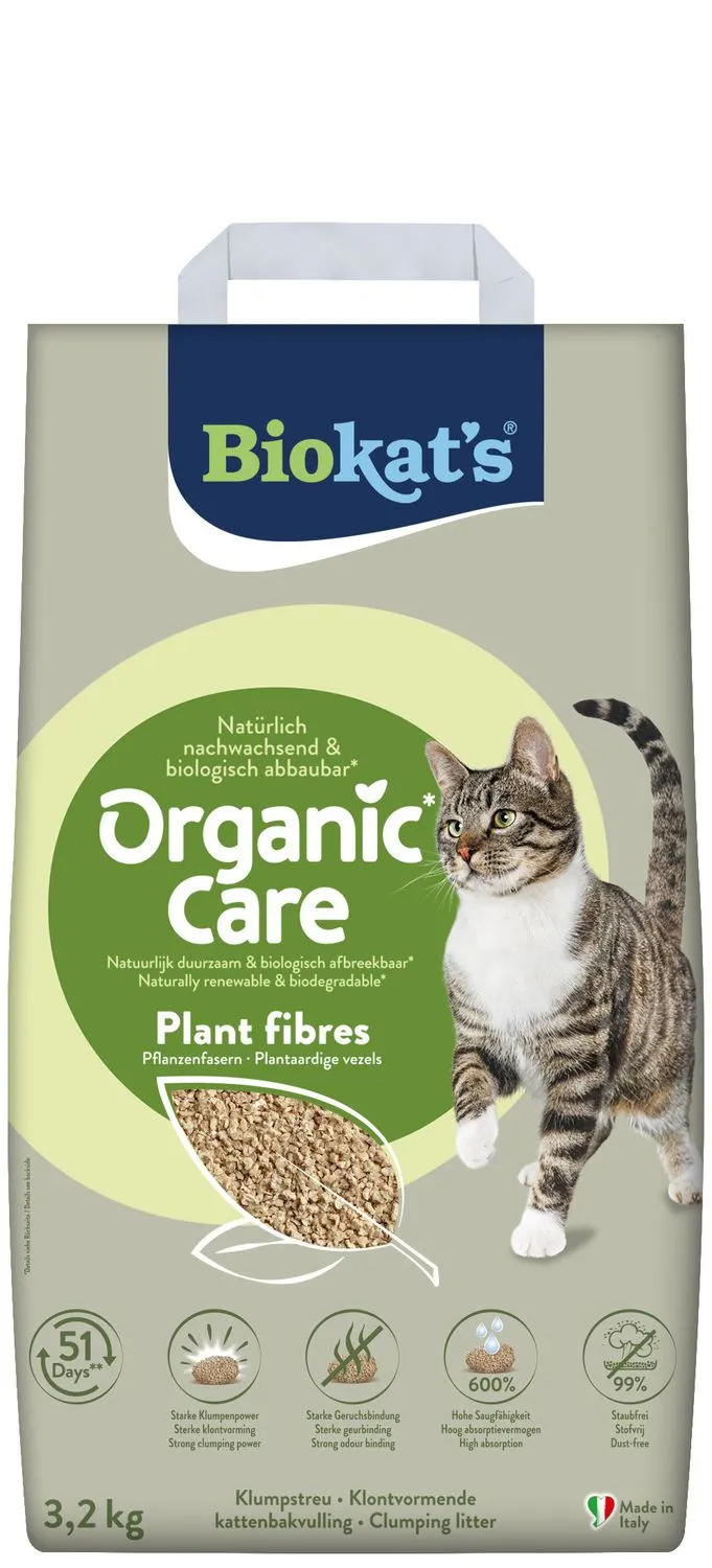 Biokat's Organic Care Plant fibres - Kattenbakvulling - 3,2 kg