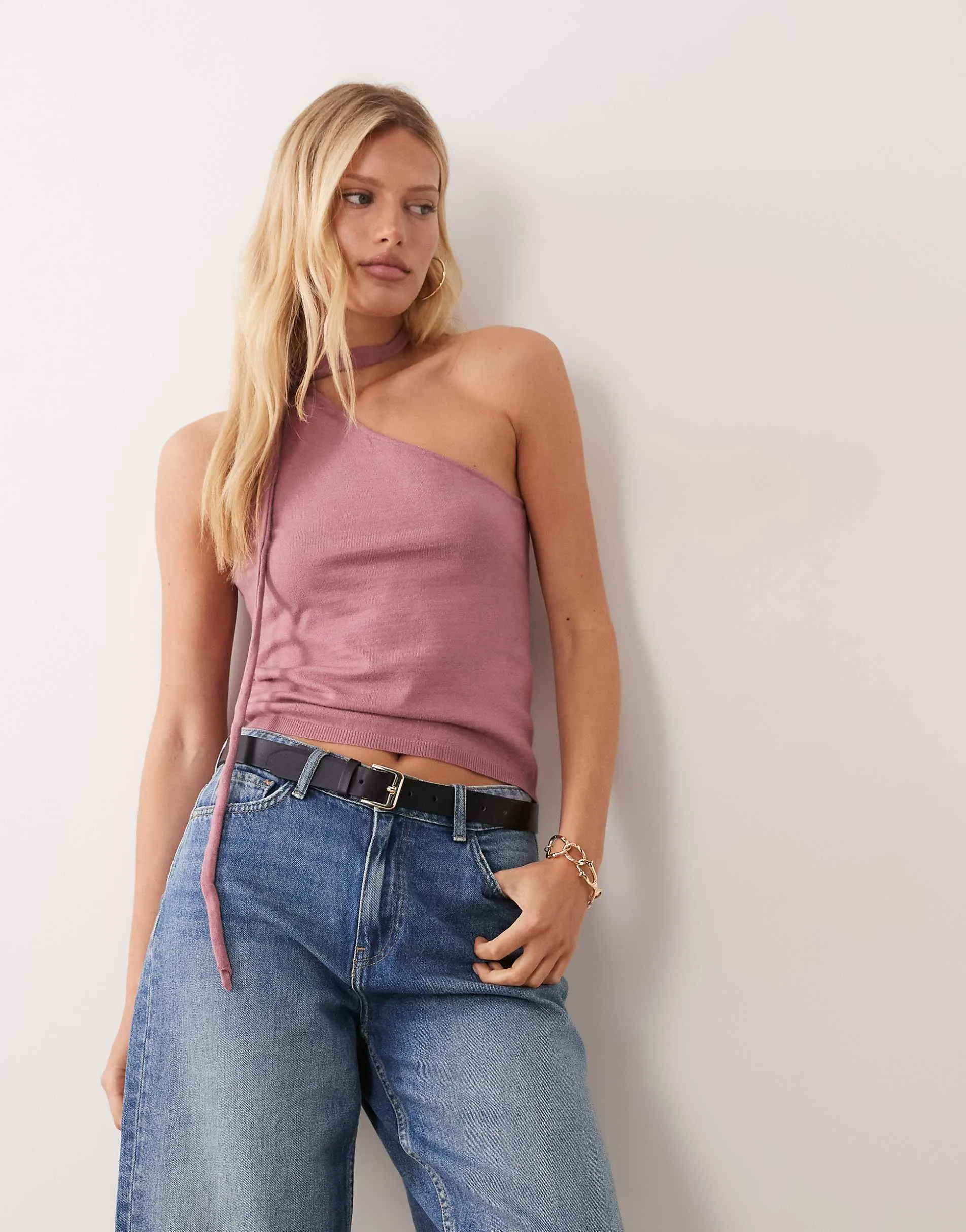 Mango Teen scarf detail sleeveless top in pink