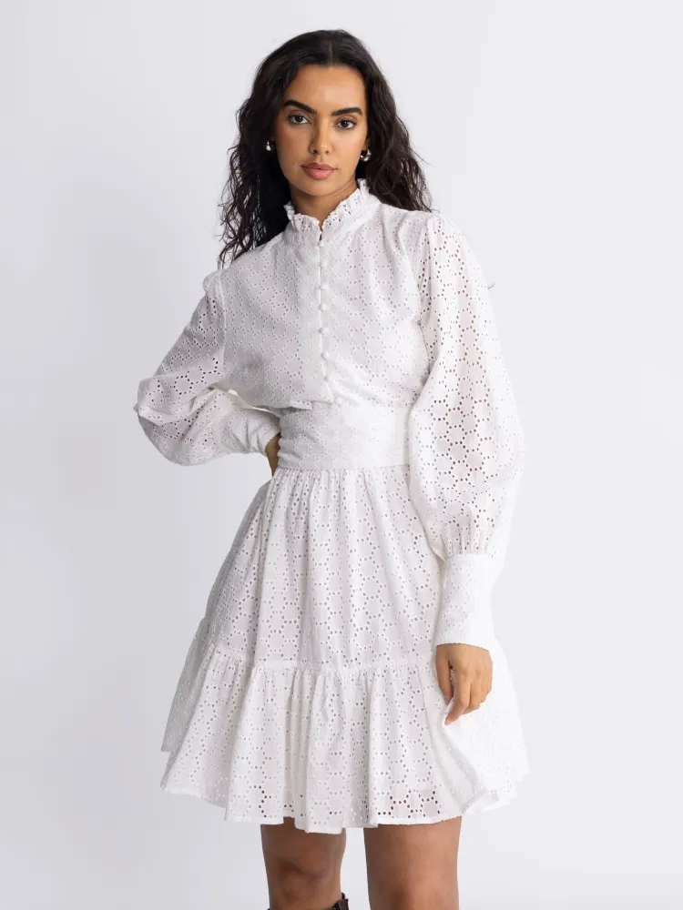 Liv Solid B Anglaise Dress White