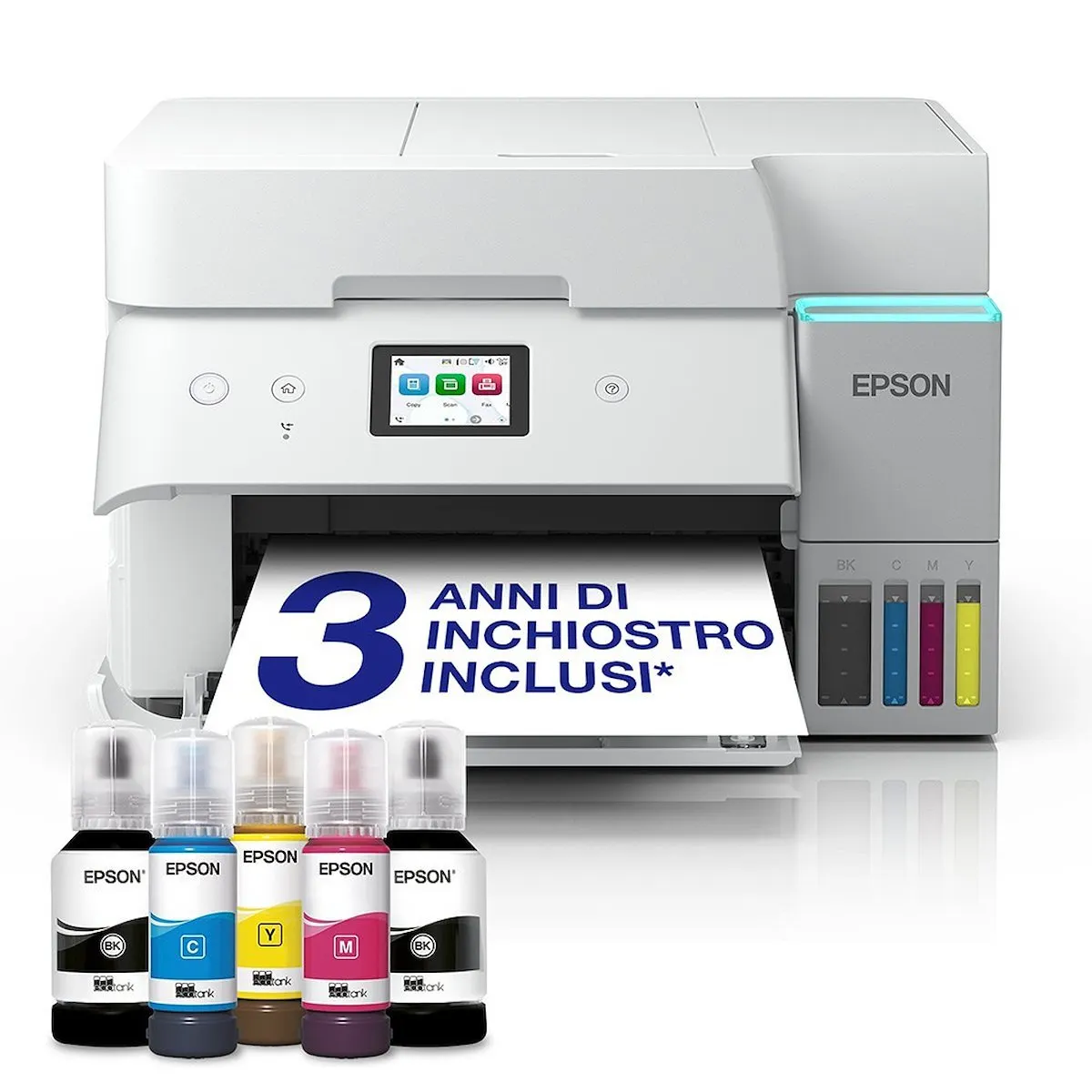 EPSON - EcoTank ET - 4956 Stampante Inkjet Multifunzione A4, serbatoi ricaricabili, 3 anni inchiostro inclusi