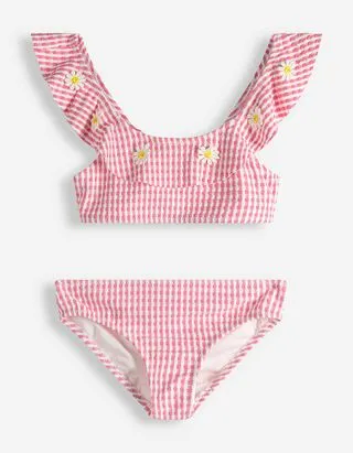 Set top e slip bikini - Volant - rosa fucsia