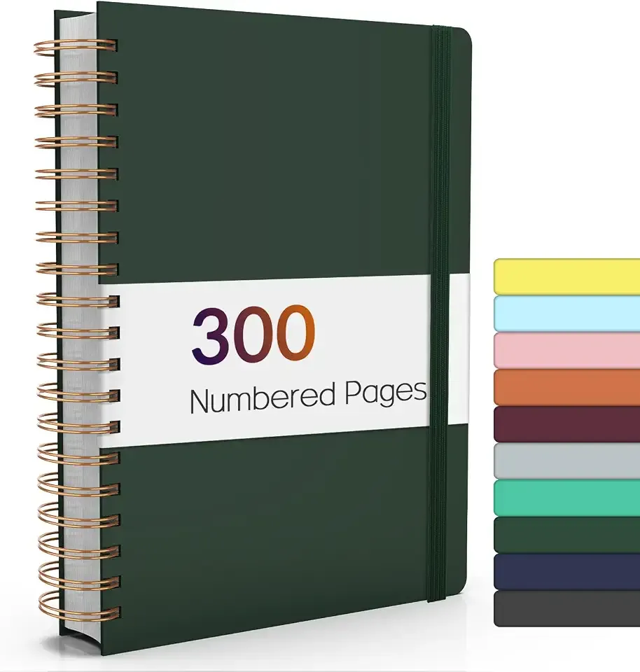Forvencer Lined Spiral Journal Notebook with 300 Numbered Pages, B5 | College Ruled Thick Journals for Writing with 100GSM Paper, Hardcover Notebooks with Content for Work School Women Men