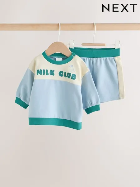 Blue Milk Club Sweatshirt and Shorts Baby Set (0mths-2yrs)