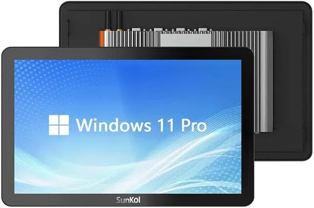 SunKol 15.6" Fanless Industrial Panel PC,16:9 Embedded 10 Point Touch PC,Windows 11 IP65 All-in-One Computer,Auto Power-on,for Factor…