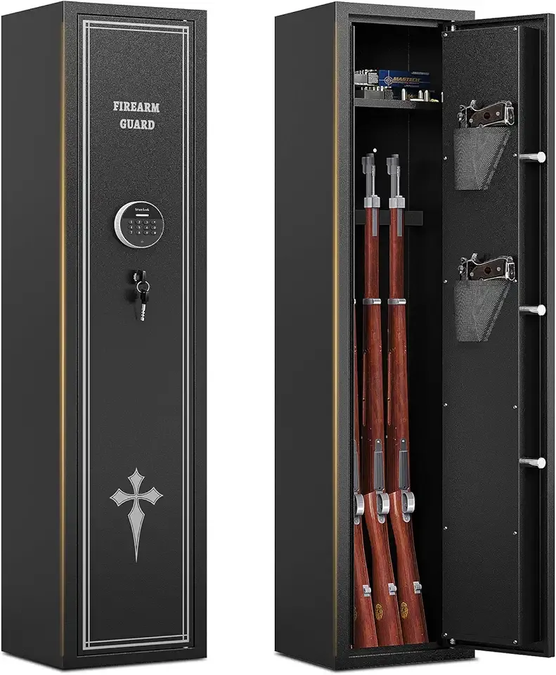 KAER 3 Gun Safe for Rifle and Pistols Electronic Gun Security Cabinet Quick Access Rifle Security Safes Gun Cabinet for Shotguns with Built-in Removable Storage Shelf