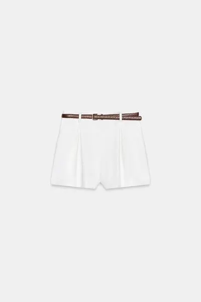 DARTED BERMUDA SHORTS WITH BELT