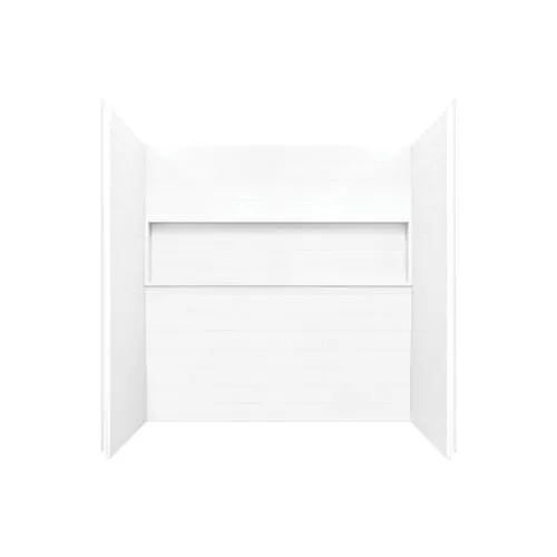 Nextile 60L x 30W x 60H-inch 4-Piece Alcove Tub Surround Kit in White Subway Tile with Built-In Niche (Direct-to-Stud)
