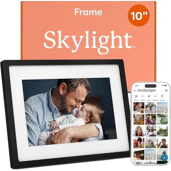 Skylight 10" Digital Picture Frame, 8GB WiFi Touchscreen Photo Frame with Email Sharing and Cloud Storage, Adjustable Orientation - Black