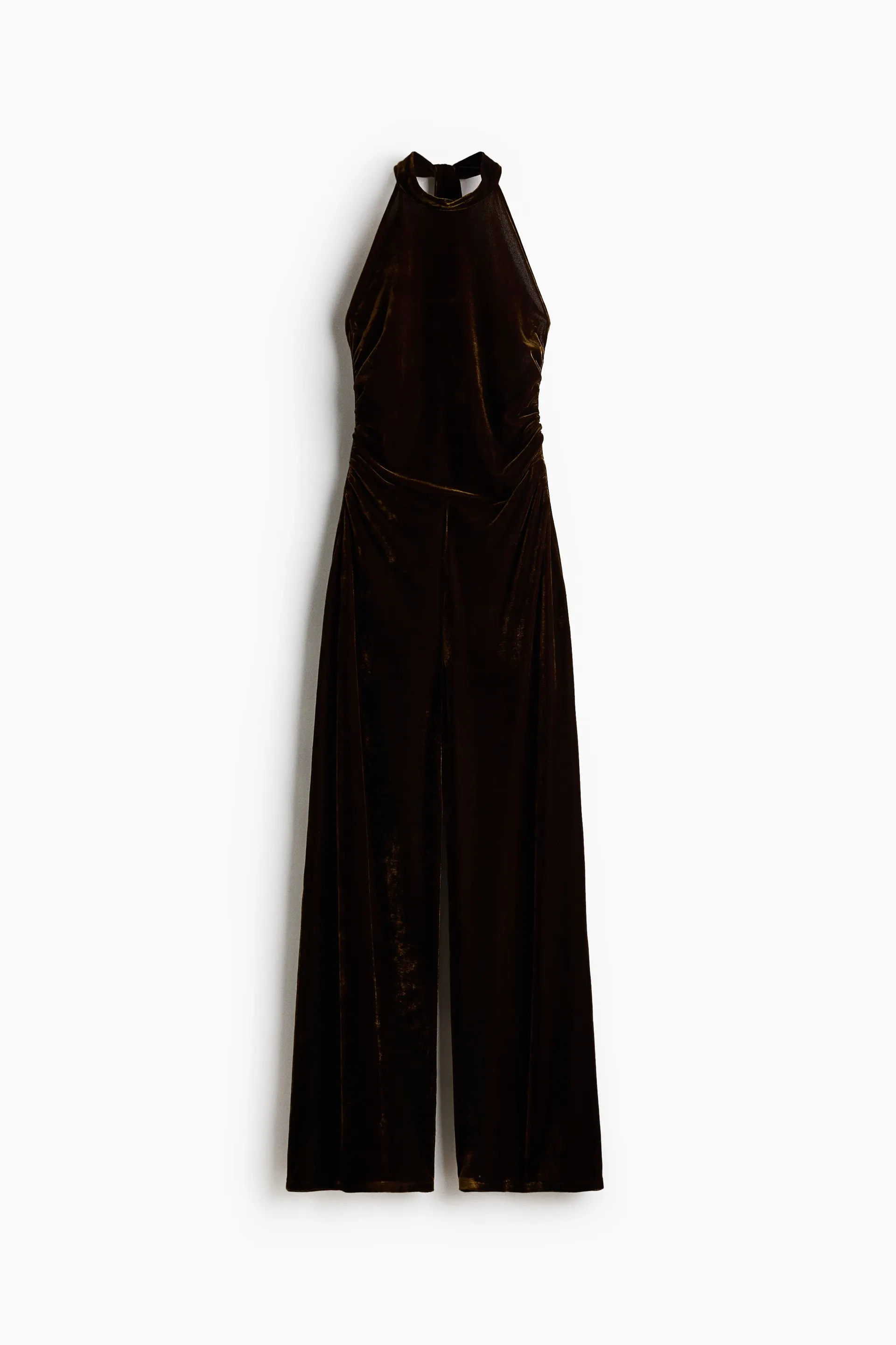 Jumpsuit i velur med halterneck