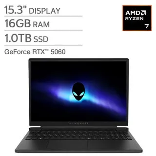 Alienware 15.3" Gaming Laptop - AMD Ryzen 7 260 Processor - NVIDIA GeForce RTX 5060 - 16GB RAM - WUXGA (1920 x 1200) 165Hz Display - 1TB SSD - Windows 11 Home