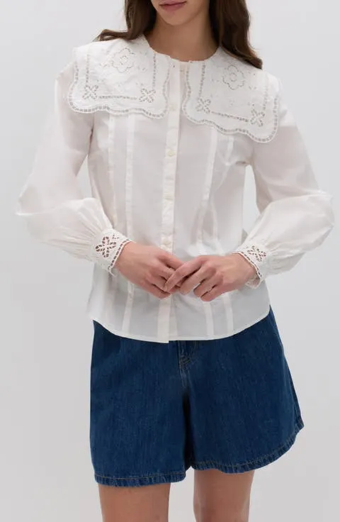 PER UNA BY M&S Broderie Collar Shirt