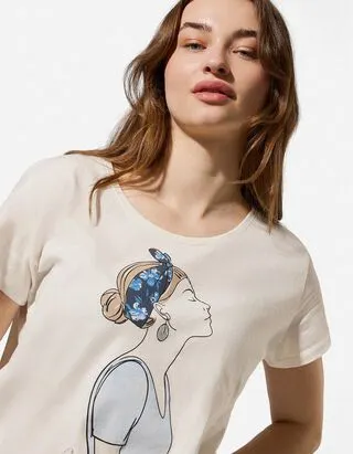 T-shirt - Stampa - Bianco sporco