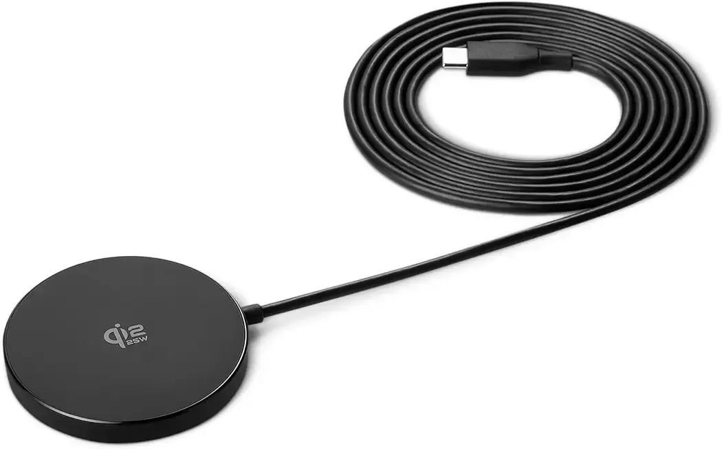 Amazon Basics 25W Qi2.2 Certified Wireless Charging Pad, MagSafe Compatible for iPhone 17/16/15/14/13/12, Magnetic Compatible for Android, Google Smartphones, Black (Adapter Not Included)