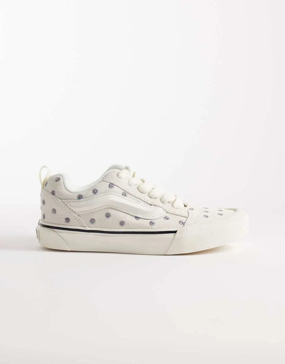 Vans Knu Skool trainers in white with floral embroidery
