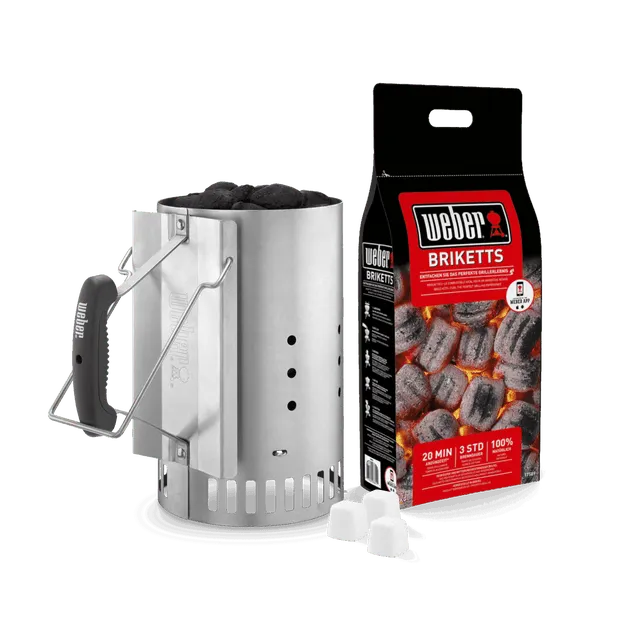 Ciminiera d'accensione WEBER H 31.6 cm , Ø 19 cm incluso 2Kg bricchetti + 3 cubetti