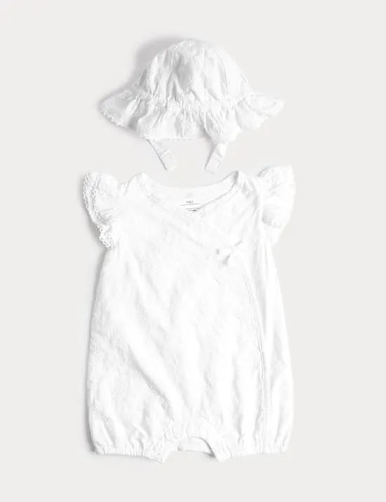 2-tlg. Outfit aus reiner Baumwolle mit Strampelanzug und Mützchen (0-18 M.)